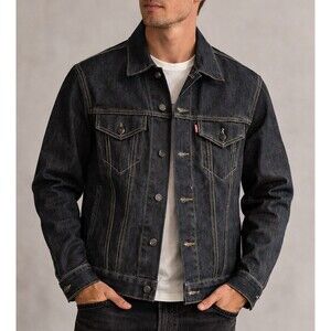 Levi’s Men’s Trucker Denim Jacket Dark Wash Classic Button Front Small NWT